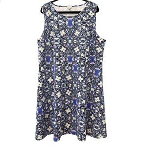 Talbots Mediterranean Tile Print Sleeveless Shift Midi Dress Plus Size 20W